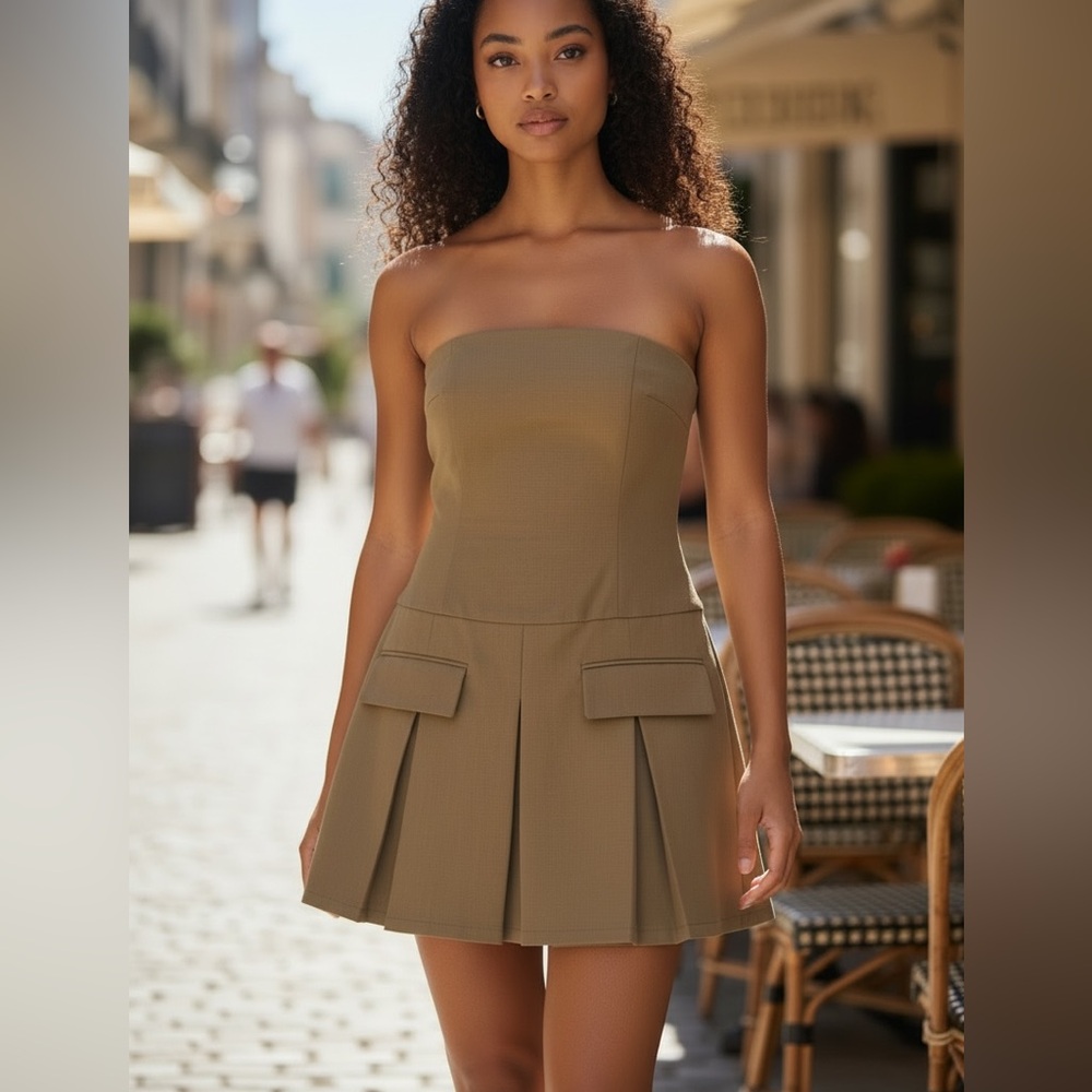 Peppermayo Strapless Pleated Mini Dress